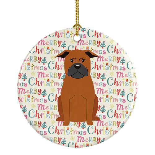 Merry Christmas Chinese Chongqing Dog Ceramic Ornament Christmas Tree Hanging Decorations for Home Christmas Holiday, Party, Gift, 3 in, Multicol