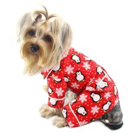 Penguins & Snowflake Flannel PJ with 2 Pockets (Red) (Color: Light Blue, size: XL)