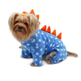 Polka Dots DINO Fleece Hooded Bodysuit/Pajamas (Color: Yellow, size: XL)