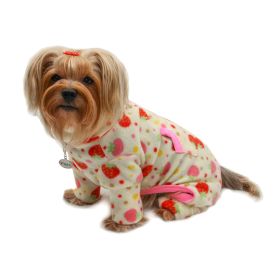 Yummy Strawberry Fleece Turtleneck Pajamas (Color: Blue, size: XL)