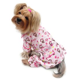 Girly Monkey Flannel Pajamas with 2 Pockets (Color: White, size: XL)