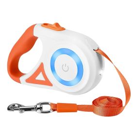 16FT Retractable Dog Leash Extendable Pet Leash Dog Walking Leash with Flashlight RGB Light 2 Rolls of Waste Bags Dispenser Fit for 66-110lbs (Option: DogLeash Orange)