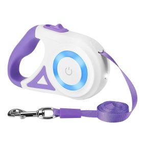16FT Retractable Dog Leash Extendable Pet Leash Dog Walking Leash with Flashlight RGB Light 2 Rolls of Waste Bags Dispenser Fit for 66-110lbs (Option: DogLeash Purple)